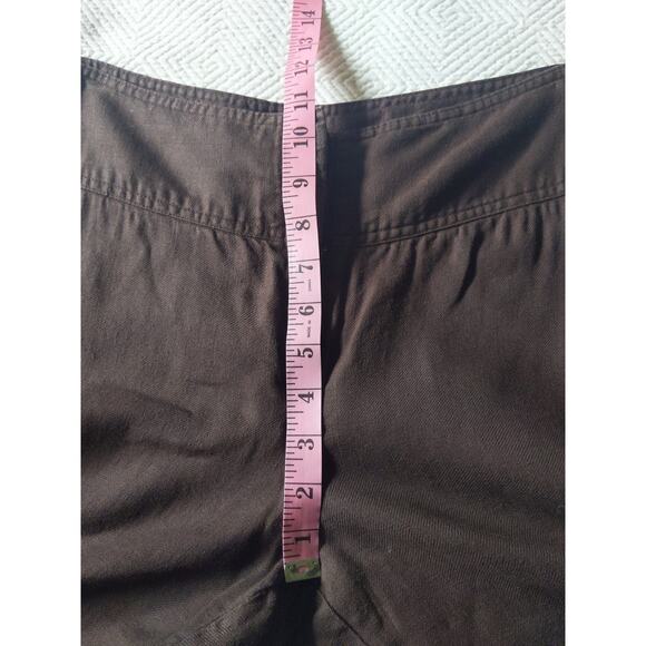 Worthington Brown Linen Wide Leg Pants Button Tab Waist Size 12 Relaxed - Picture 6 of 7